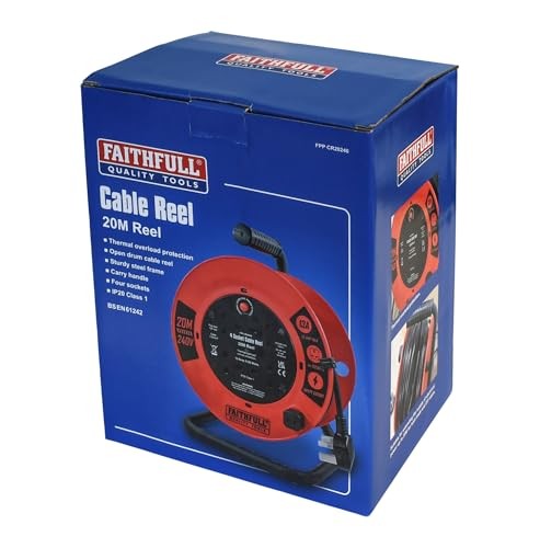 Faithfull 20m Cable Reel 13A