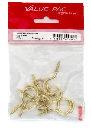 Centurion 32mm EB Shouldered Cup Hooks (Pack of 10)