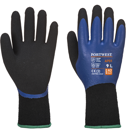 Portwest Cold 13 Latex Aqua Glove Blue/Black - XL