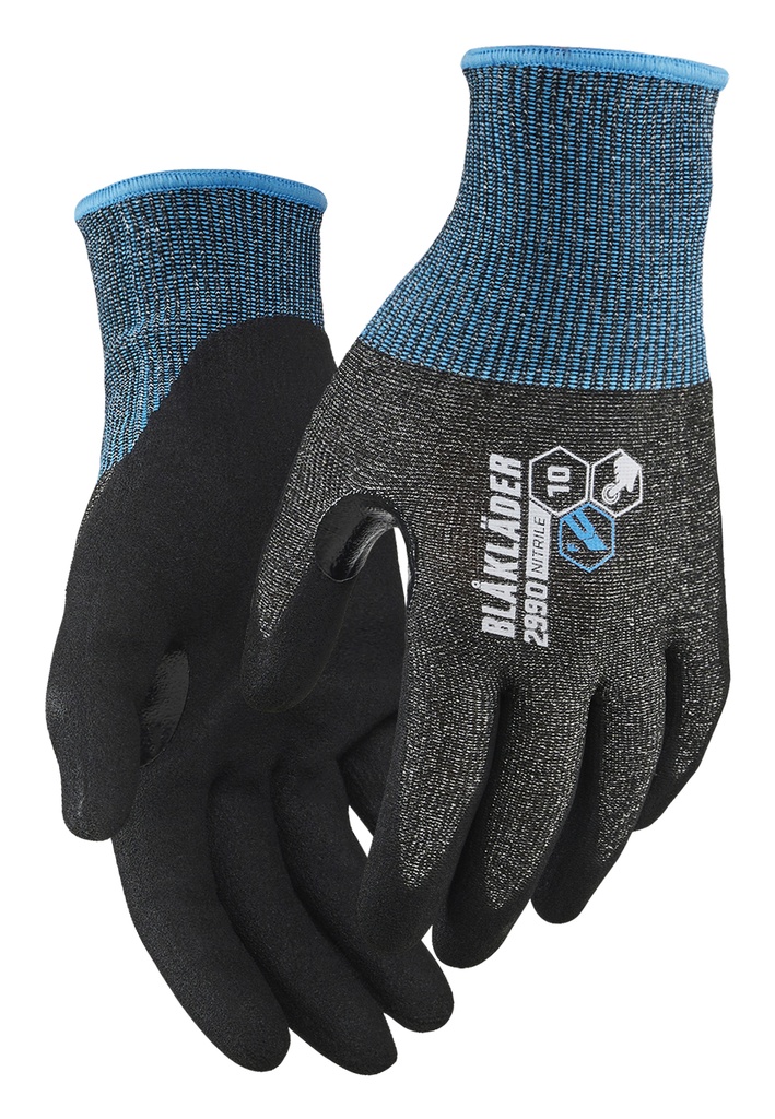 Blaklader Cut Protection Glove F Touch Nitrile Dripped Black - Size 10
