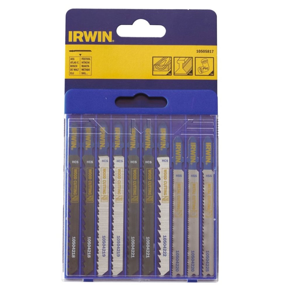 [IRW10505817] Irwin HCS/HSS T-Shank Jigsaw Blade Set, 10 Piece
