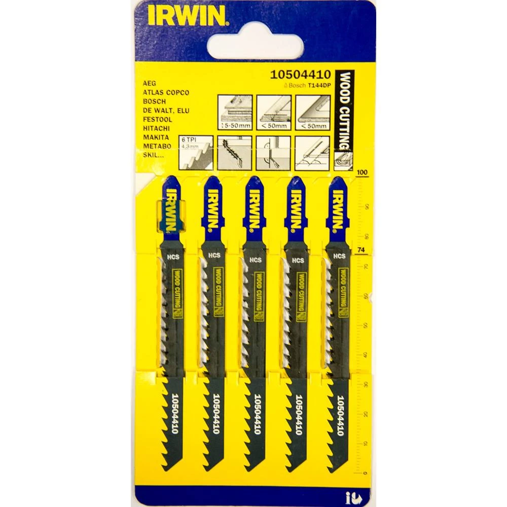 [IRW10504410] Irwin Wood Jigsaw Blades (Pack of 5) T144DP