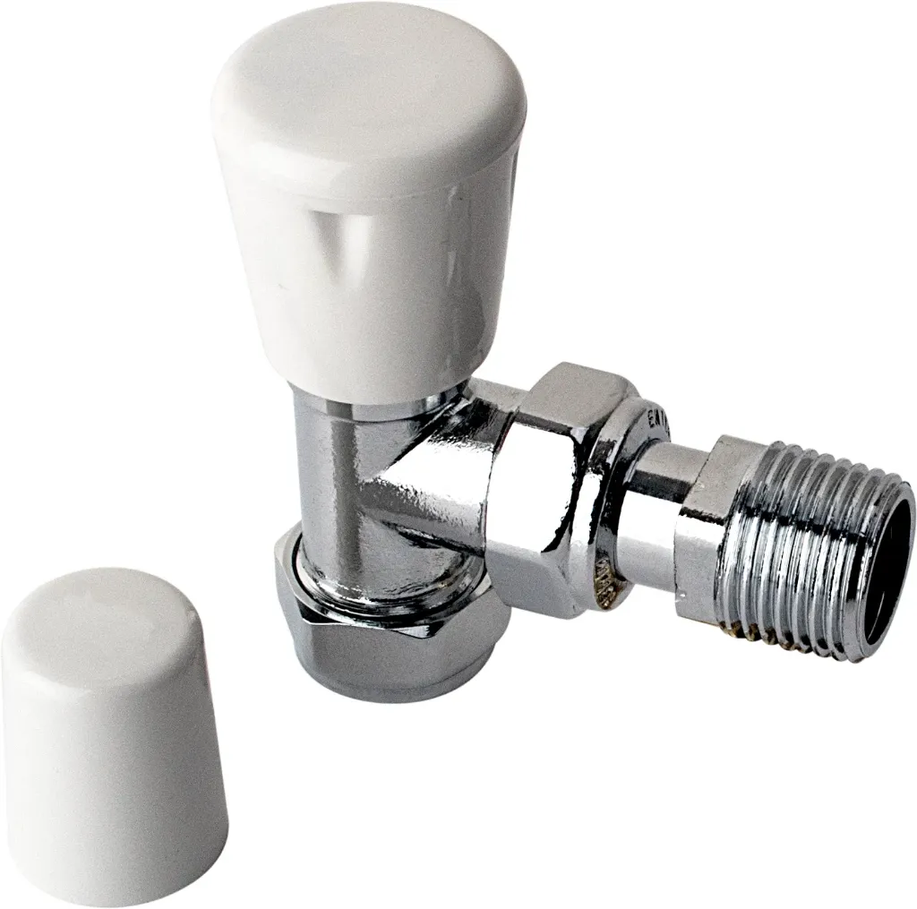 Inta 15mm Angled Manual Rad Valve WH/LS