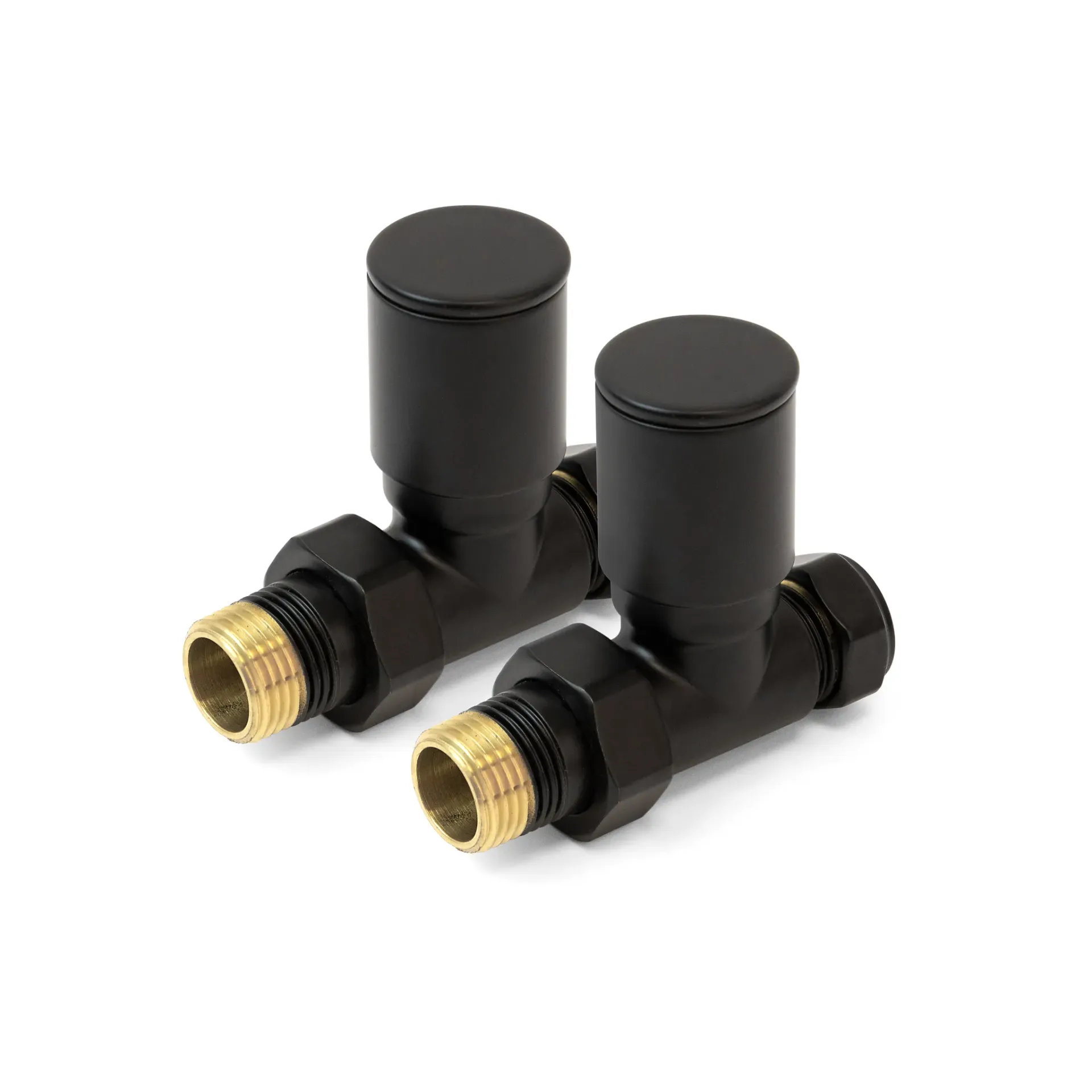 Intatec 15mm Straight Modern Black Radiator Valve Pair