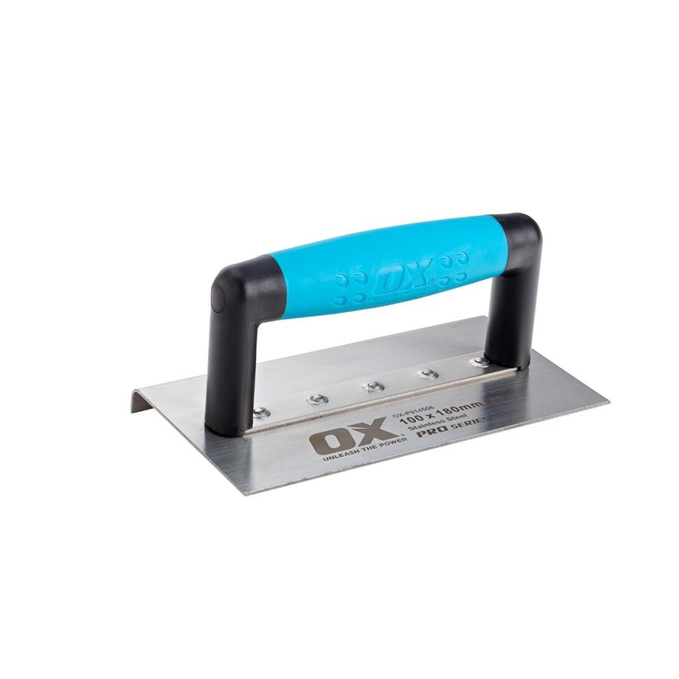 OX Pro Medium Edging Trowel 10mm Radius- 100 x 180mm / 4in x 7in
