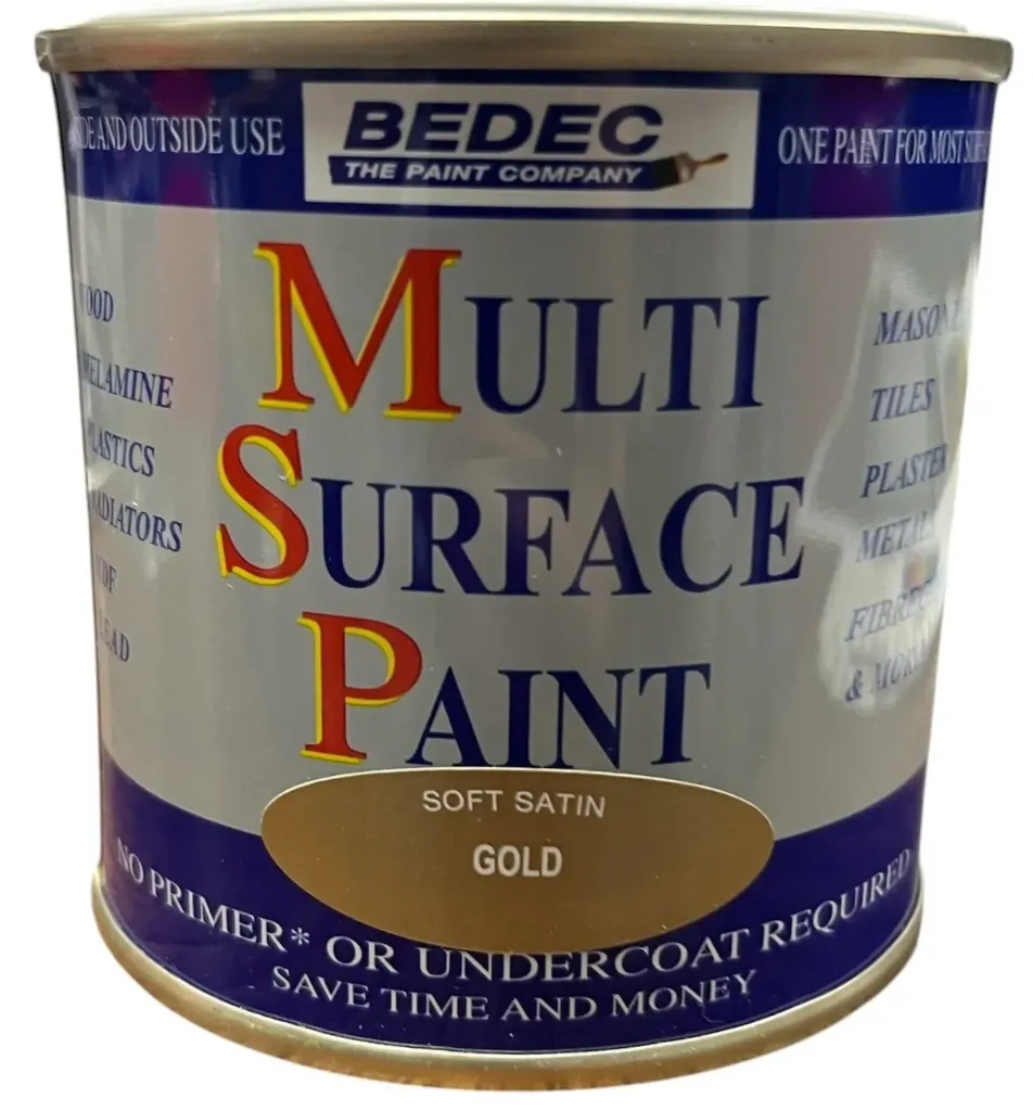 Bedec Multi Surface Paint Satin Gold 250ml