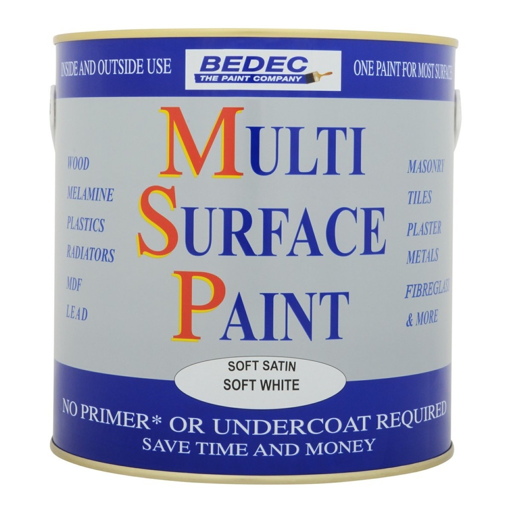 Bedec Multi Surface Paint Satin Soft White 2.5L