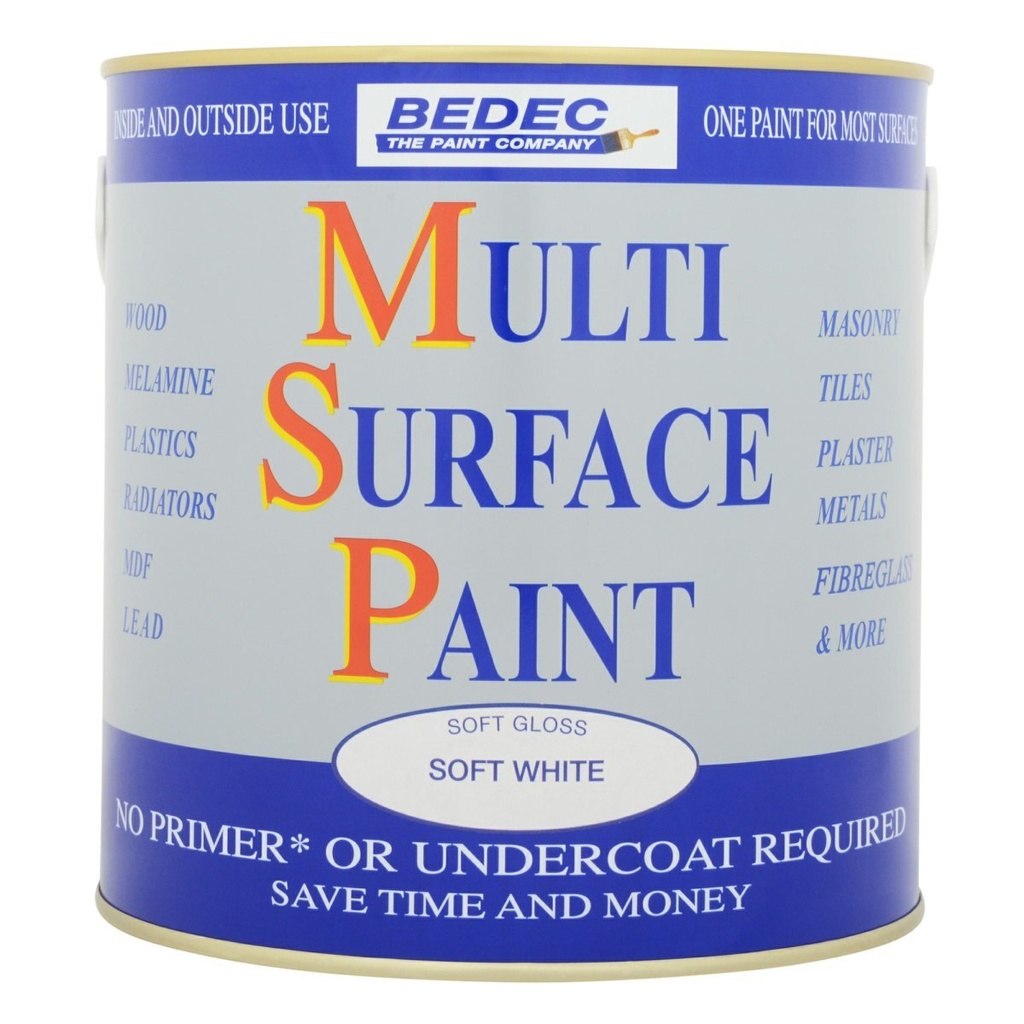 Bedec Multi Surface Paint Gloss Soft White 2.5L
