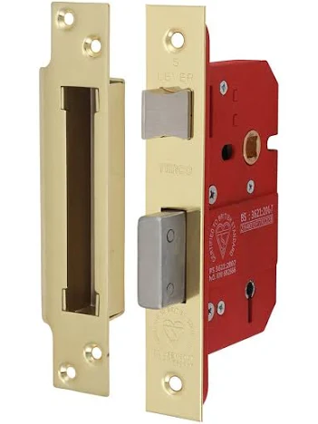 Sichern BS3621 5 Lever Sash Lock CE/Certifire/FD, 76mm - Electo Brass