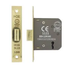 Sichern 3 Lever Dead Lock CE/EN12209 Certifire/FD, 63mm - Electro Brass