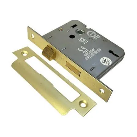 Sichern 3 Lever Sash Lock CE/EN12209 Certifire/FD, 76mm - Electro Brass