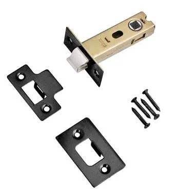 Sichern Architectural (H/D) Tubular Latch Bolt Through CE Certified (Dual Finish Plate), 100mm - Matt Black/Brassed
