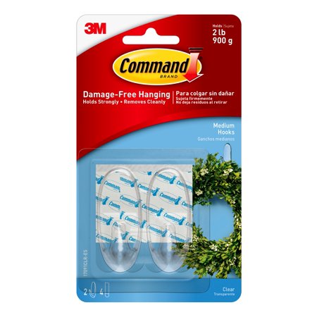 Command Medium Clear Hooks 900g (2 Pack) 17091CLR