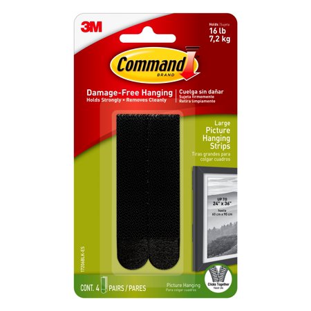 Command Large Picture Hanging Strips Black 7.2kg (4 Pack) 17206BLK