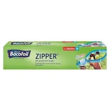 Bacofoil Zipper All Purpose Food & Freezer Bags Medium 27 x 24cm 3L (12 Pack)