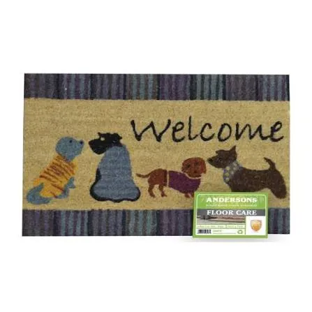 Andersons Mat - 'Dogs' Tufted Coir Brush with Vinyl Base - 45 x 75cm