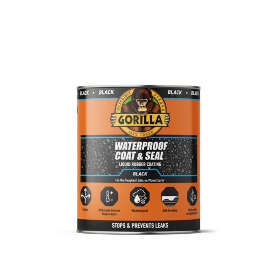 Gorilla Waterproof Coat & Seal Liquid Rubber Coating Black 473ml