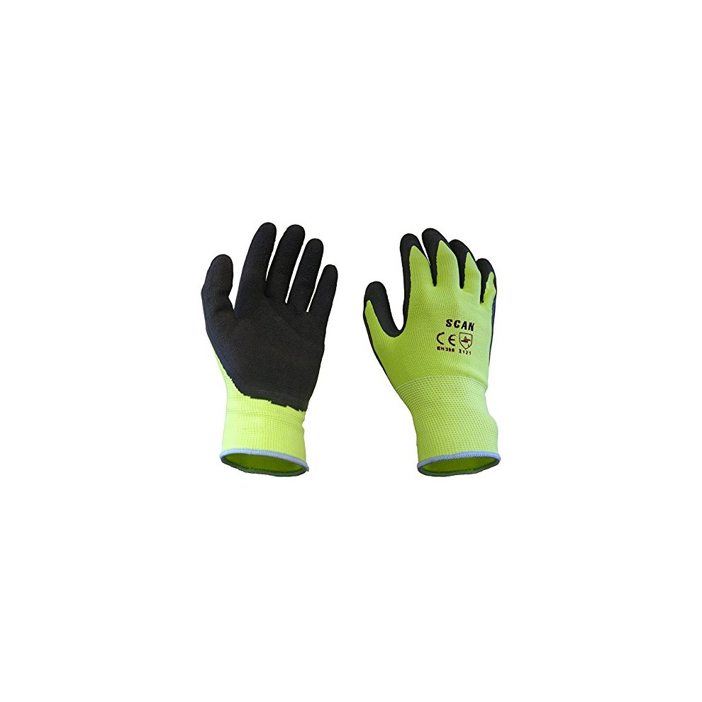 [SCAGLOLATYL] Scan Hi-Vis Yellow Foam Latex Coated Gloves - L (Size 9)