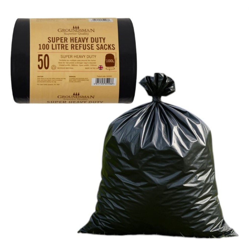 [344361] Groundsman Super Heavy Duty Refuse Sacks 100L - Roll of 50