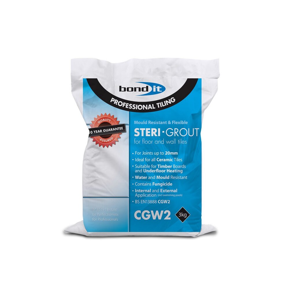 Bond It Steri-Grout Wall & Floor Tile Grout (Grey) 3kg