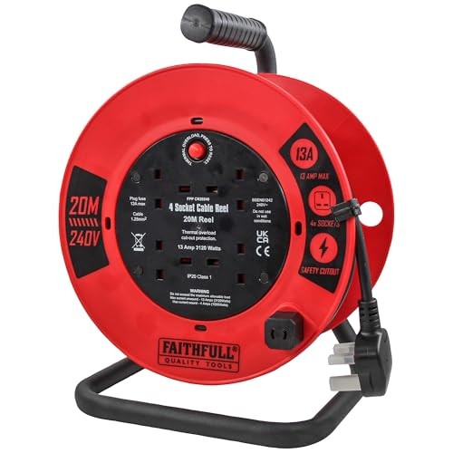 Faithfull 20m Cable Reel 13A