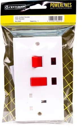 Centurion 45 Amp Cooker Switch with Socket