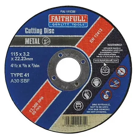 Faithfull Metal Cut Off Disc 115 x 3.2 x 22.23mm