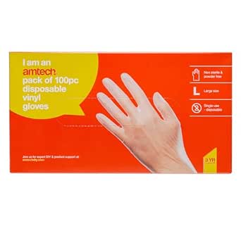 [N2527] Amtech Disposable Vinyl Gloves Size M (100 Pack)