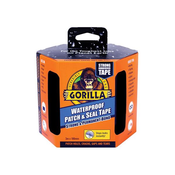 Gorilla Waterproof Patch & Seal Tape Black 100mm x 3m