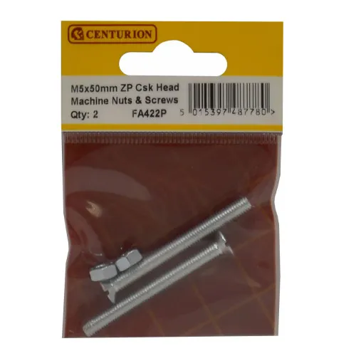 Centurion M5 x 50mm ZP Machine Screws & Nuts (8 Pack)