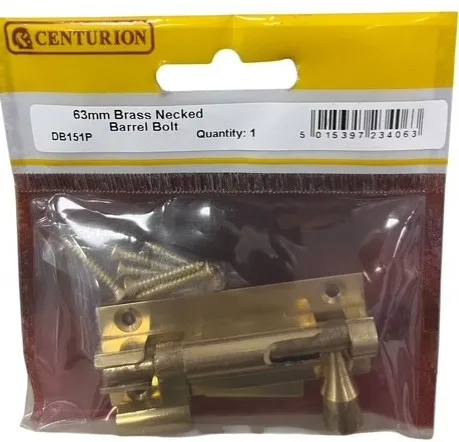 [DB151P] Centurion Necked Barrel Bolts, Polished Brass, 25mm x 63mm