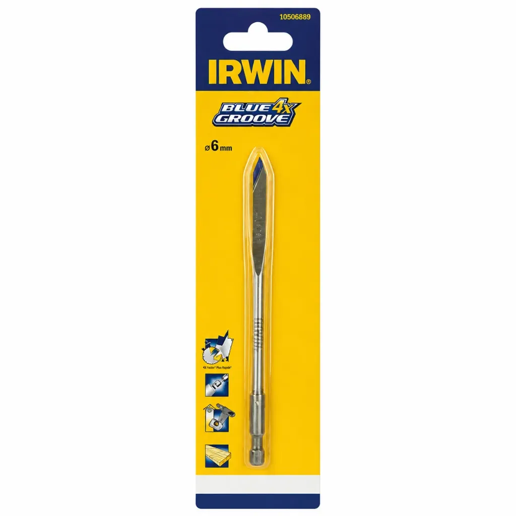 [IRW10502803] Irwin Blue Groove 4X Flat Bit 6 x 152mm
