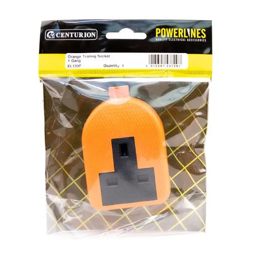 Centurion 1 Gang Orange Trailing Socket, 13 Amp