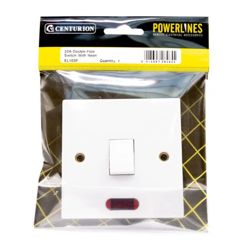 Centurion 20 Amp Double Pole Switch With Neon