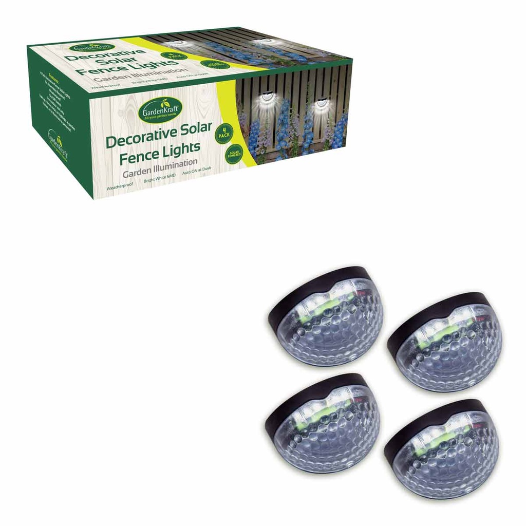 GardenKraft Solar Fence Decorative Lights 4 Pack