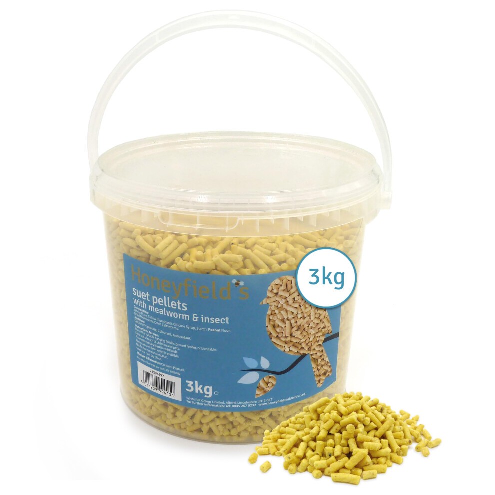 WHM Honeyfields Suet Pellets - Insect & Mealworm 3kg tub