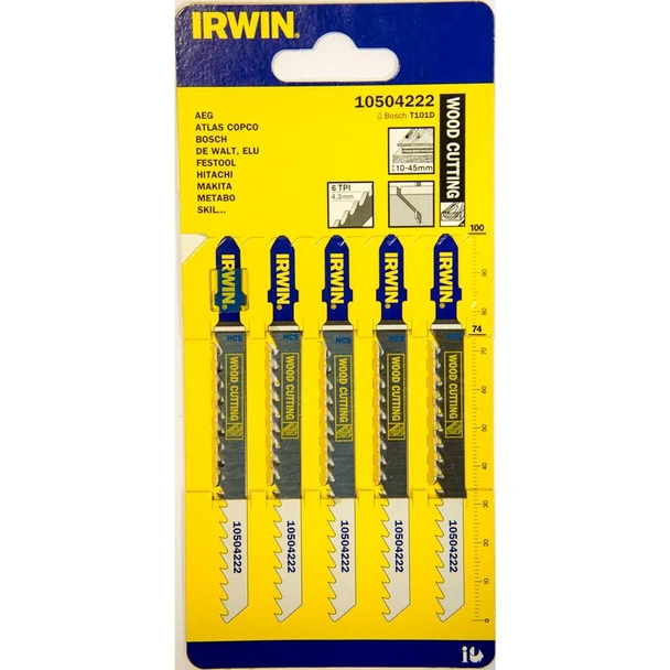 [IRW10504222] Irwin Wood Jigsaw Blades (5 Pack) T101D