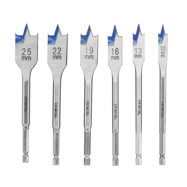 Irwin 4X Blue Groove Flat Bit Set 6Pc