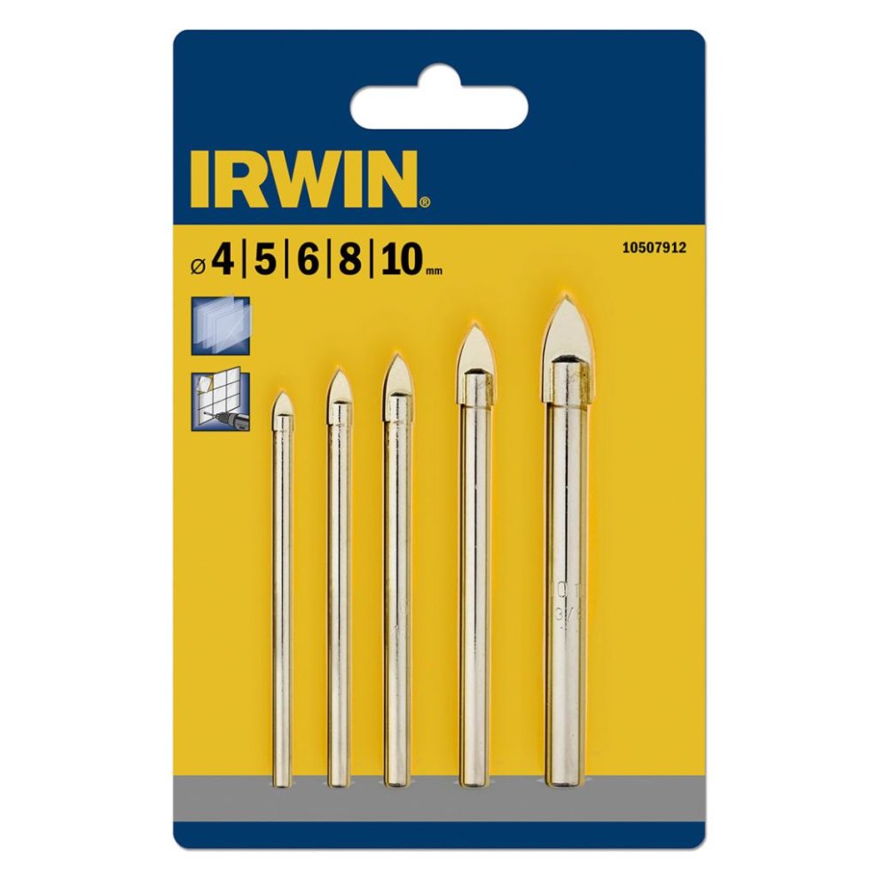 Irwin Glass & Tile Drill Bit Set of 5