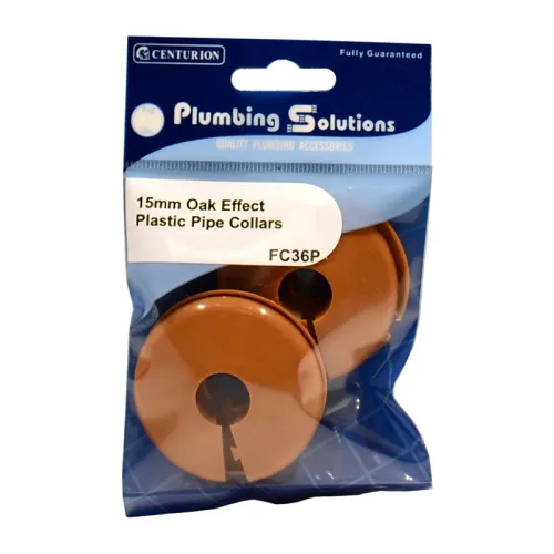 [FC36P] Centurion 15mm Oak Effect Plastic Pipe Collars (4 Pack)