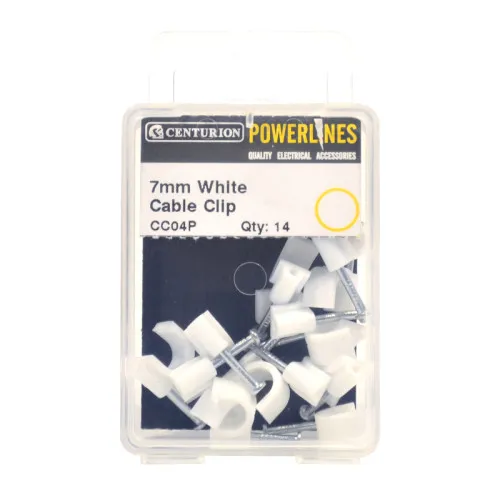 Centurion 7mm White Cable Clips (14 Pack)