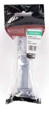 Centurion Flat Slide Bolt, Chrome Plated, 100mm
