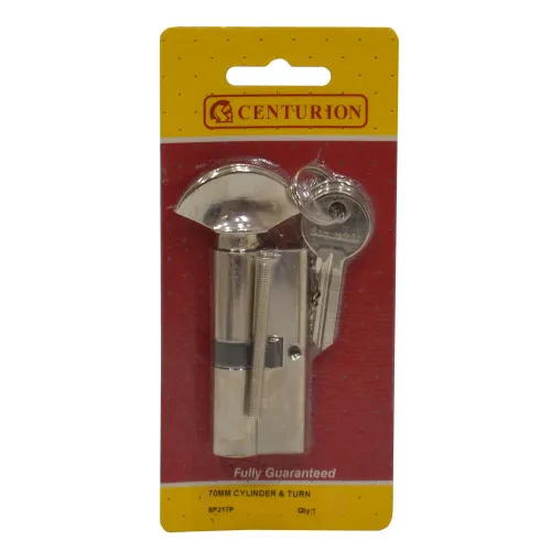 Centurion 70mm Euro Profile Cylinder and Turn (Nickel Plated)