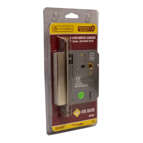 Centurion 75mm (3") 5 Lever Mortice Sashlock (Satin Nickel Plated)