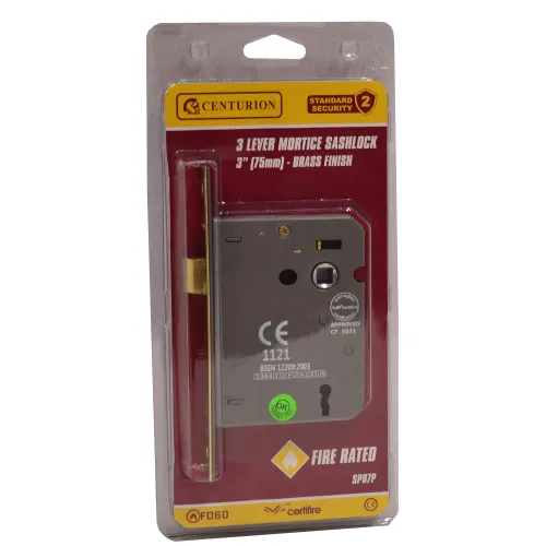 Centurion 75mm (3") 3 Lever Mortice Sashlock (Brass Finish)