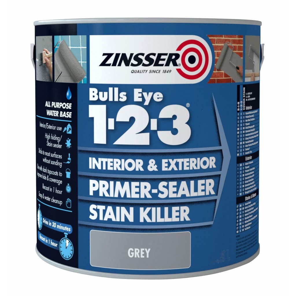 [93144] Zinsser Bullseye 123 Primer Sealer Grey 2.5L
