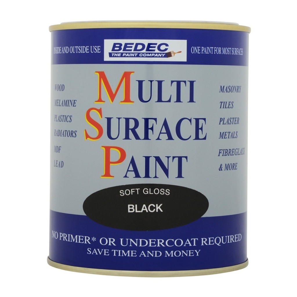 [28161] Bedec Multi Surface Paint Soft Gloss Black 750ml