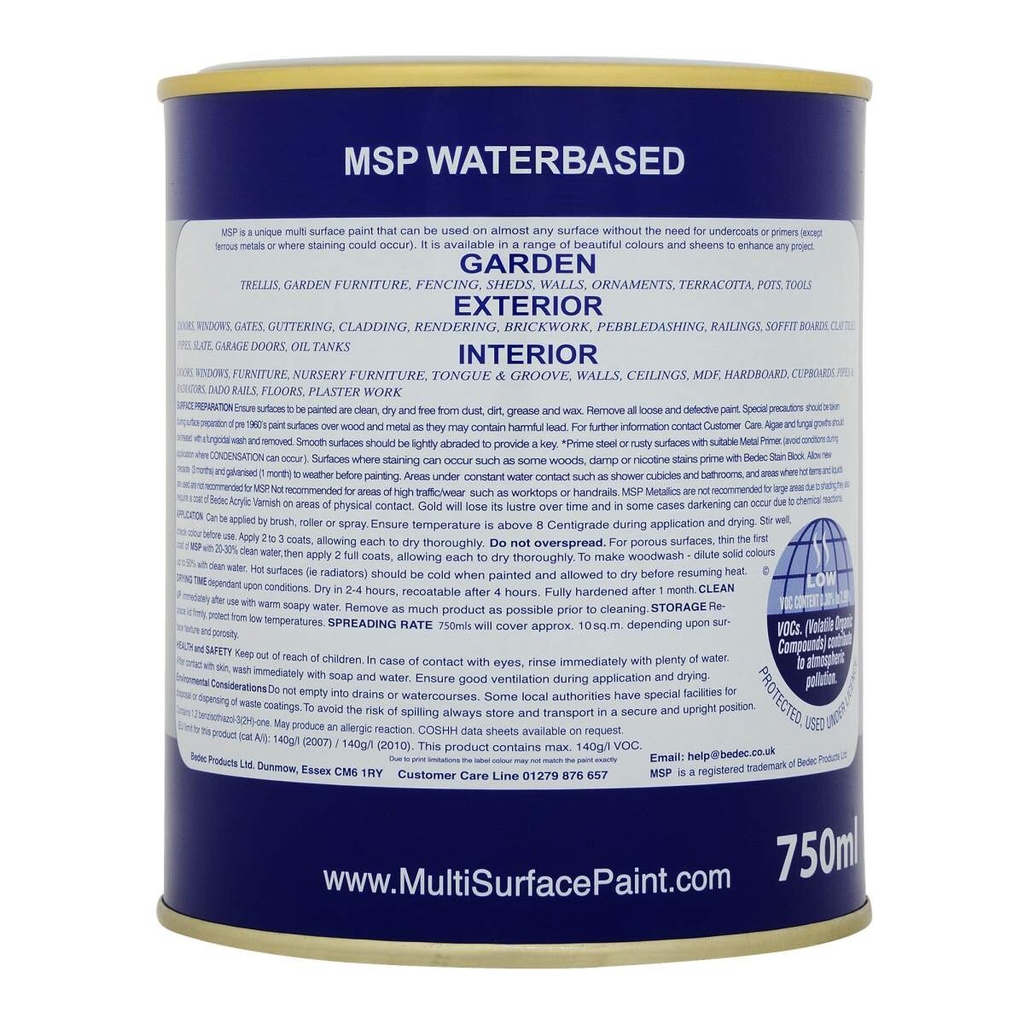 Bedec Multi Surface Paint Satin Soft White 750ml
