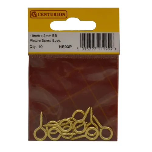 Centurion 19mm x 2mm EB Picture Screw Eyes (10 Pack)