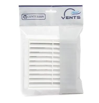 Centurion Louvred Grille with Flyscreen - White 100mm